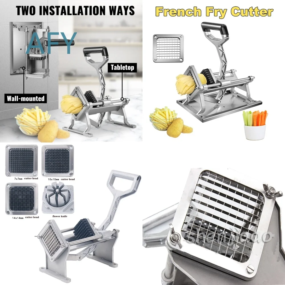 Manueller Kartoffelschneider für den Hausgebrauch, Gemüseschneider, Obstzerkleinerer mit 4 Edelstahlklingen, Lebensmittelprozessor, Schneidewerkzeug