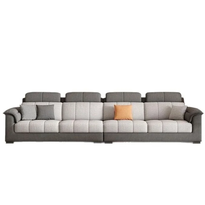 Cream wind cotton and linen fabric sofa Nordic light luxury living room small apartment modern
