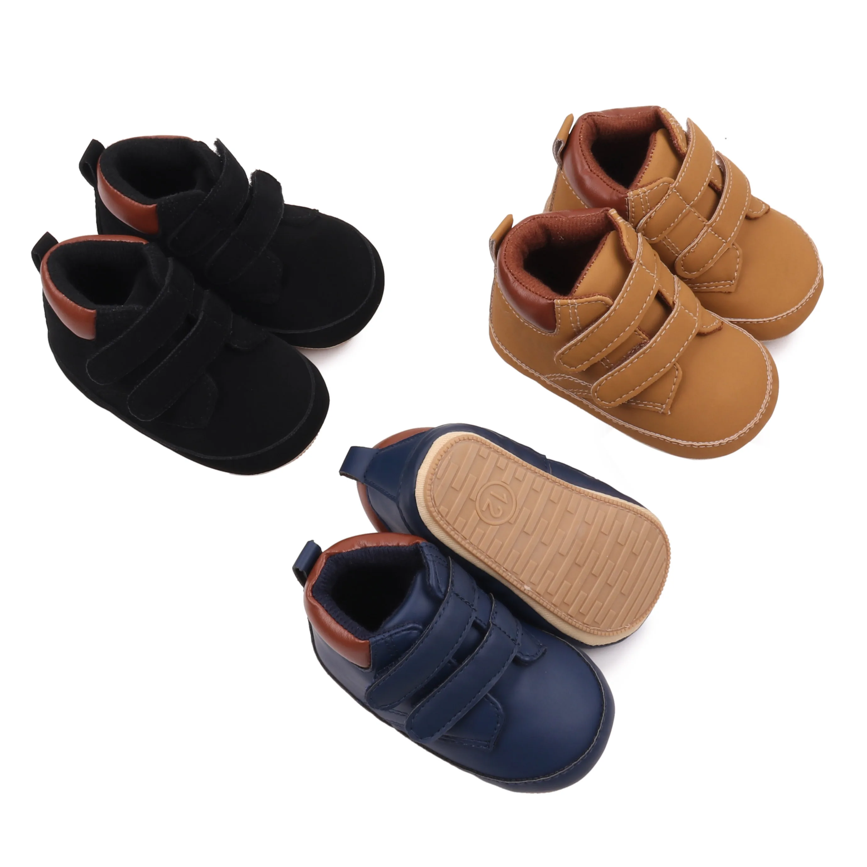 

Baby Boys Girls High Top Solid Color Soft Rubber Bottom Non-slip Baby Shoes Baby Toddler Warm Shoes