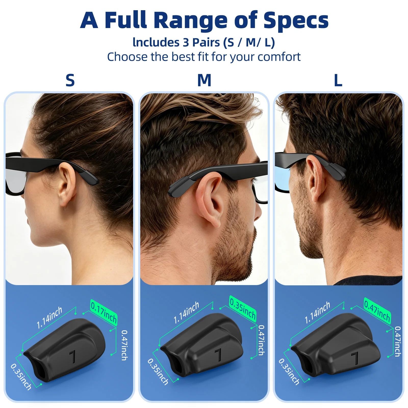 3 Paar rutschfeste Silikon-Brillen-Ohrbügel für Ray-Ban Meta Wayfarer/Skyler/Headliner&Gen 2 Smart Glasses, elastischer Halter – Detail 2