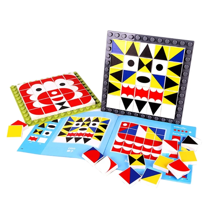 208pcs Wooden Puzzle Geometric Thinking Training Game Children Montessori Learning Educational D5QF