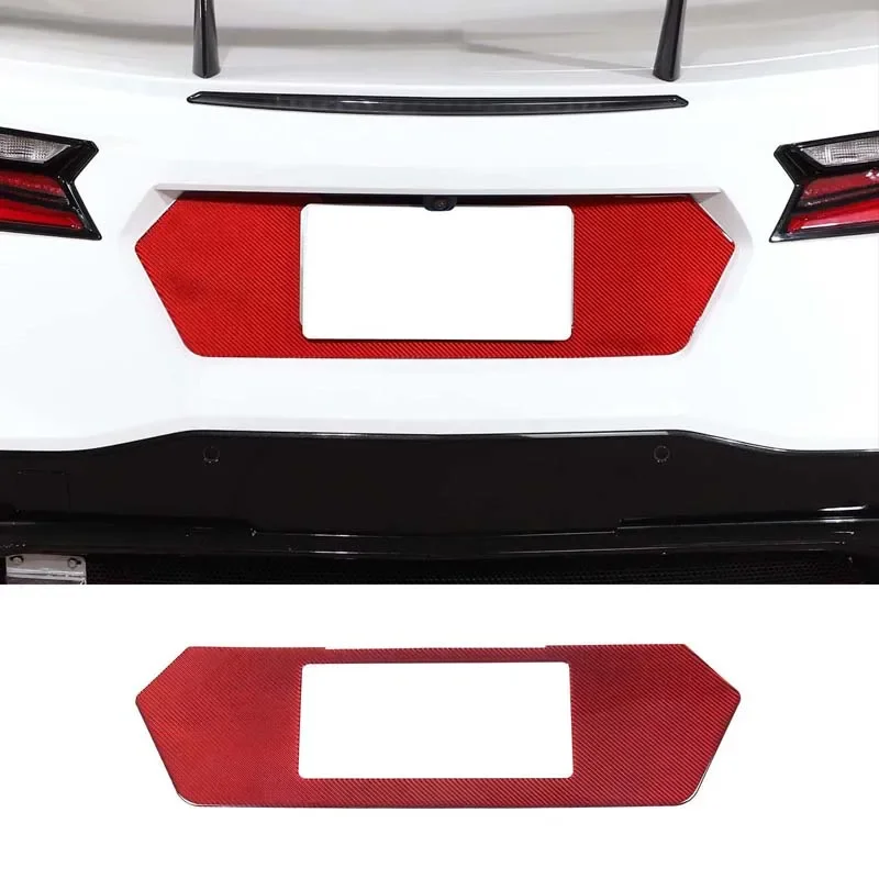 Carbon Fiber Car Rear License Plate Trim Decorative Kit Accessories Sticker For Chevrolet Corvette C8 Stingray Z51 Z06 2020-23