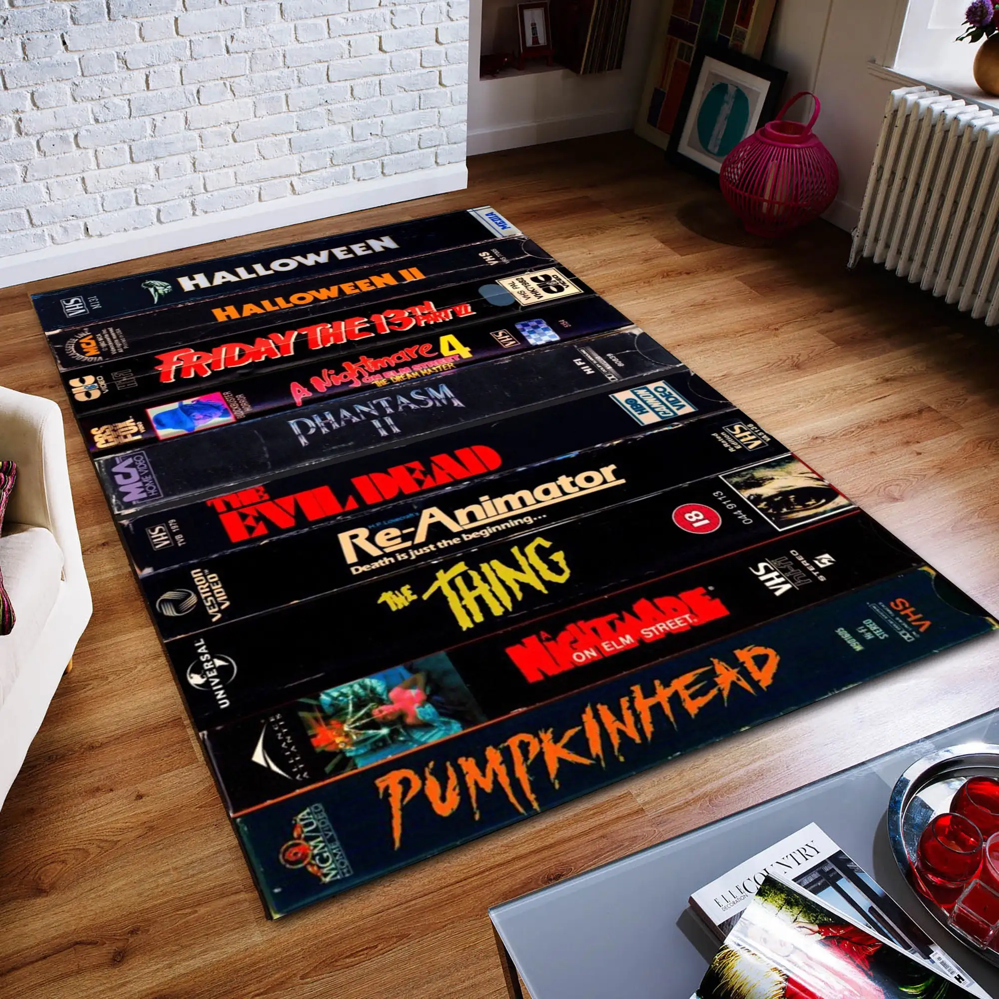 Retro Movies Rug VHS Horror Movie Living Room Modern Colorful Rug Art Rug Movie Rug Home Decor Rug Non slip Rug Popular Rug