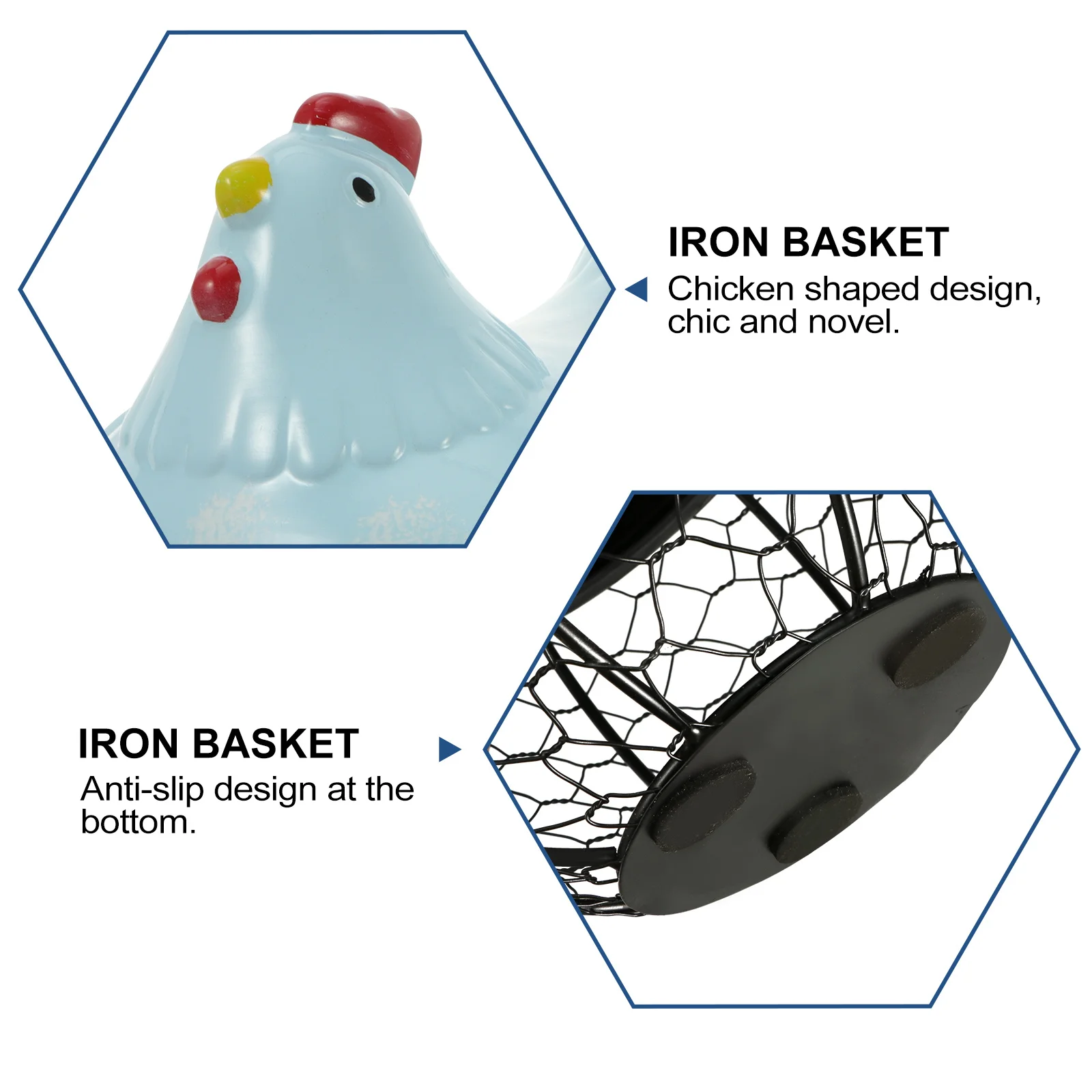

Chicken Shape Egg Basket Premium Ceramic Iron Home Storage Holder Decorative Kitchen Living Room Adornment Iron Basket