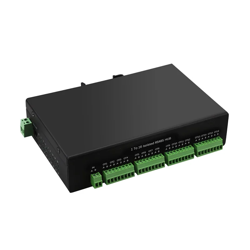 1To16 Isolated RS485 HUB 1x485 in  16 X 485 Out Din Rial Supports High Baud Rate Industrial Grade