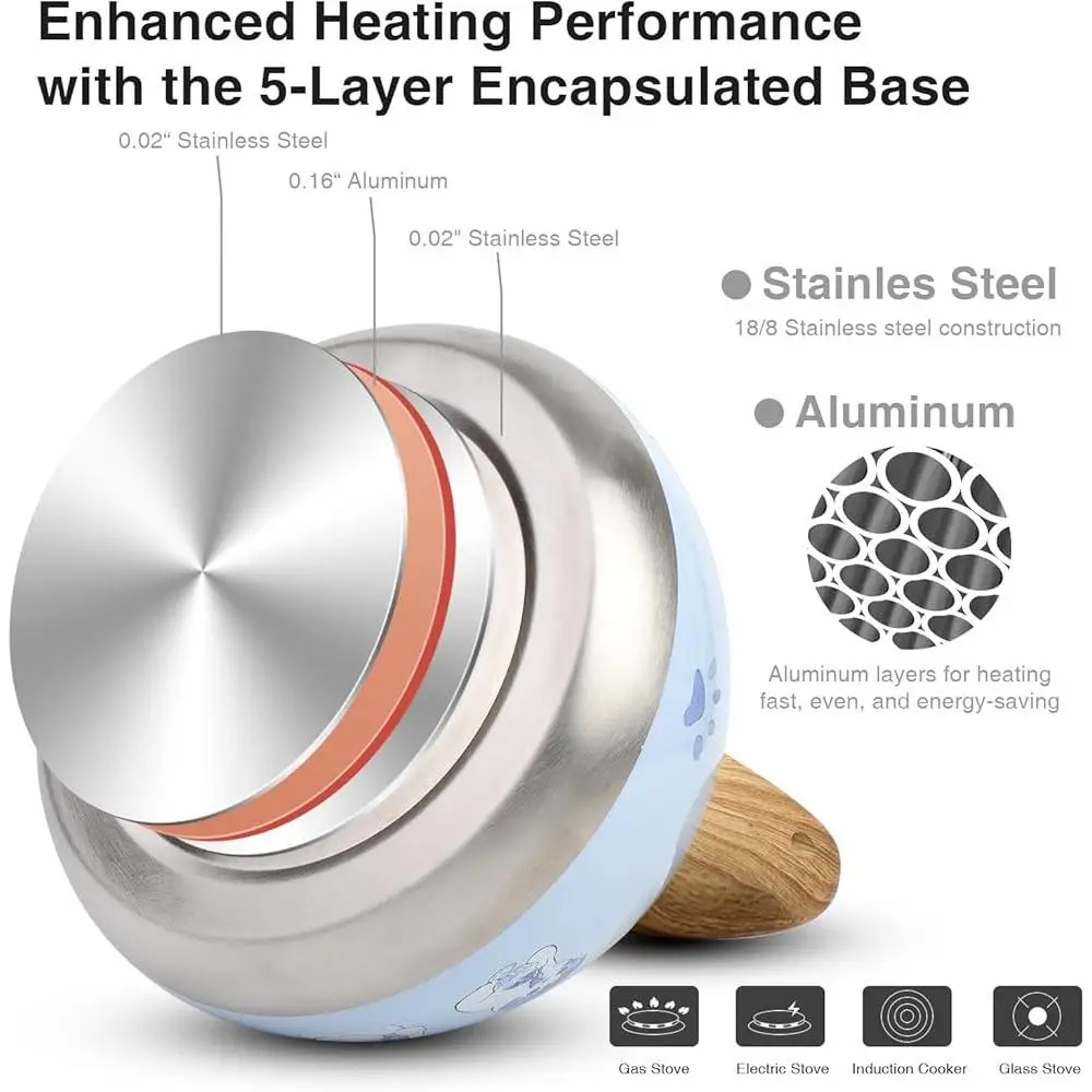 Bollitore per il tè con fischio Teiera in acciaio inossidabile Fischio forte Manico anti-calore per uso alimentare Compatibile con piano cottura 2,7 litri