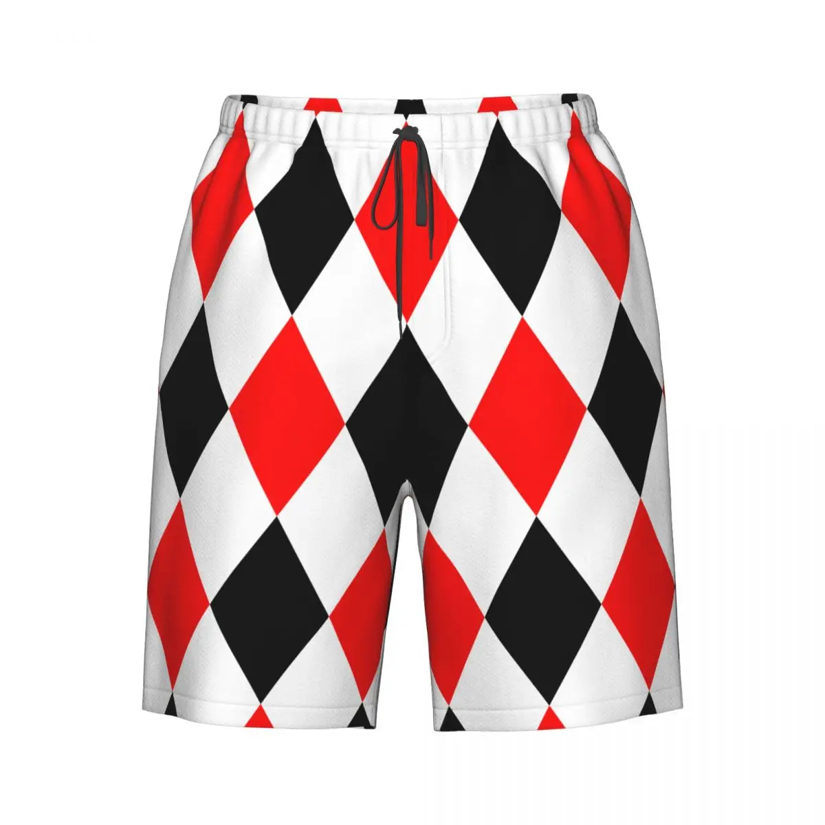 

Red Black And White Rhombuses Pattern Men Swimsuit Swimming Trunks Boxer Swim Beach Quick Dry Swimming Shorts