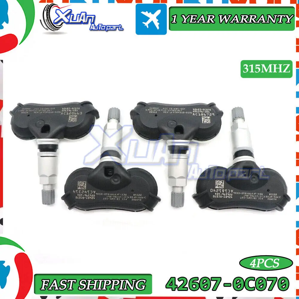 

1/4pcs 42607-0C070 NEW Car TPMS Tire Pressure Monitor Sensor 315MHZ For Toyota Sequoia Tundra 426070C070 42607-0C050 42607-08010