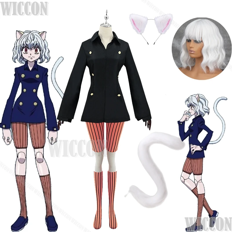 Hunter Cosplay Neferpitou Pitou Cosplay Wig Anime Cat Girls Clothes Top Pant Halloween Christmas Customized Woman Sexy Outfit