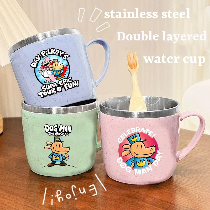 

Dog Man Double Layered Heat-resistant Water Cup Cartoon Anime Stainless Steel Water Glass Camping Home Coffee Milk Tea Mug Gifts