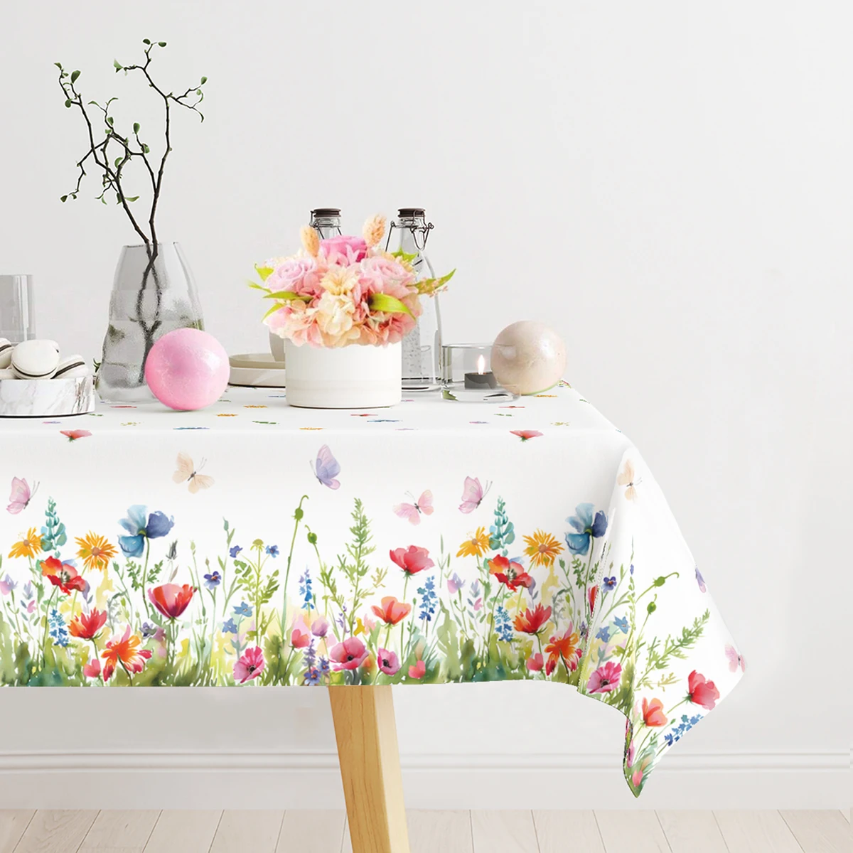 Lente Wildflower Vlinder PE Tafelkleed Gelukkige 1e Verjaardagsfeestje Decoratie Kinderen Meisjes Gunsten Tafelkleed Baby Douche Benodigdheden