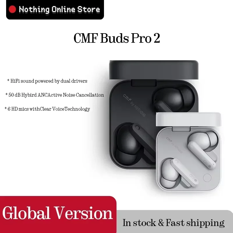 CMF Buds Pro 2、50dBハイブリッドアクティブノイズキャンセリング、6つのHDマイク搭載