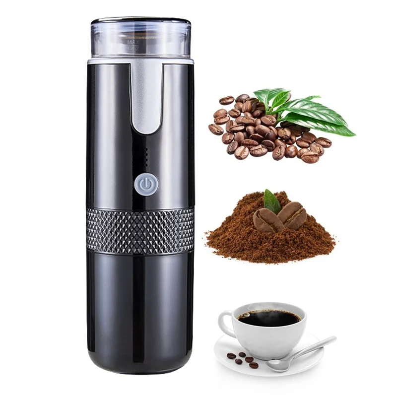 A02V-Electronic Coffee Maker Rechargeable Espresso Machine Portable Car Coffee Make Ground Coffee & Espresso Travel Camping