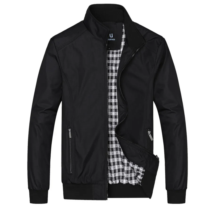 Chaquetas de cuello alto para hombre, abrigos informales a la moda, holgados, sólidos, cómodos, con bolsillos y cremallera, prendas de vestir exteriores para primavera y otoño, novedad de 2024