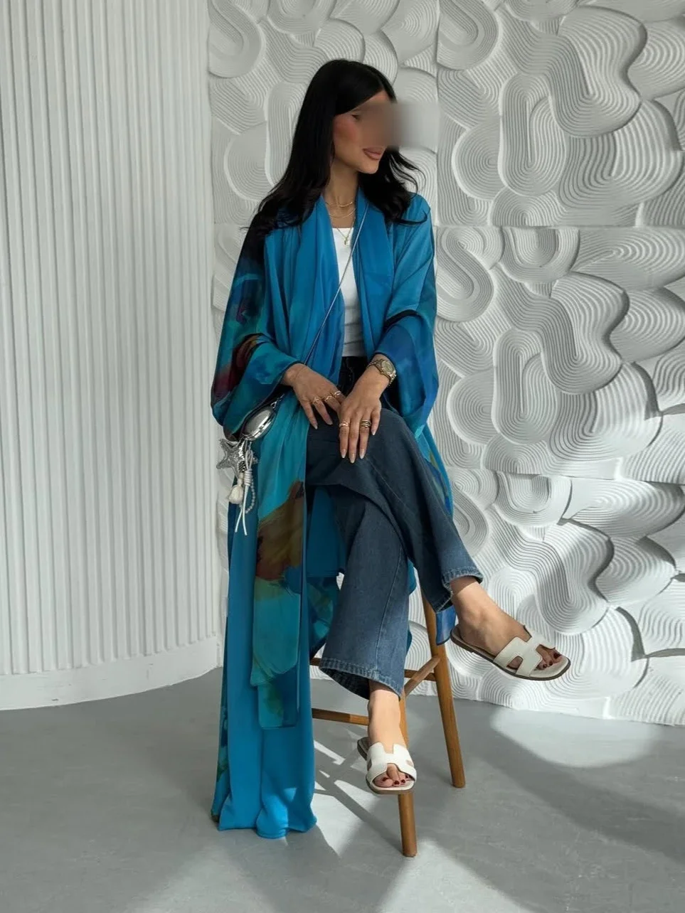 Eid Women Print Abaya Scarf Muslim Open Dress Party Jalabiya Ramadan Long Abayas Vestidos Arab Cardigan Robe Morocco Kaftan