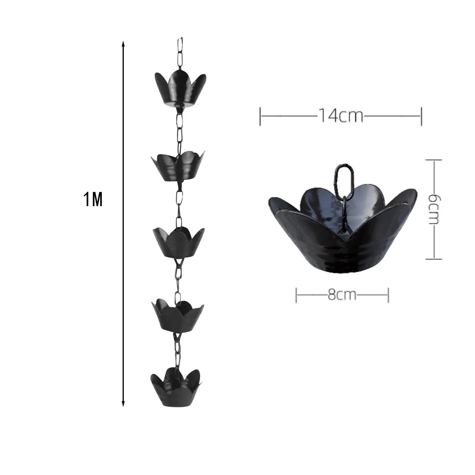 Rain Chain Gutter Adapter Easy Installation Flower Design for Outdoor Garden