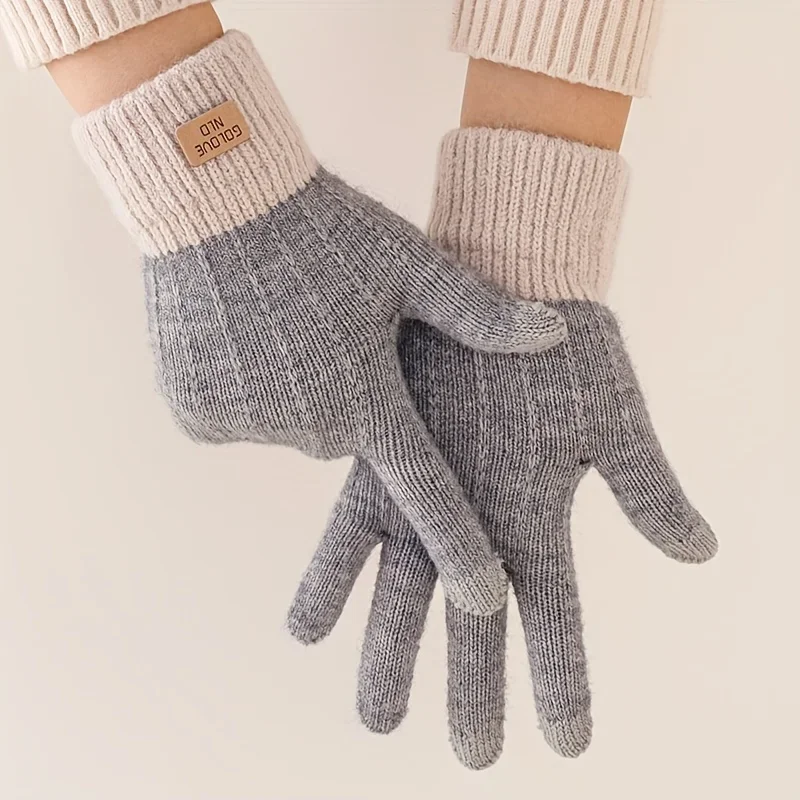 Dicke und warme Handschuhe aus Alpaka-Wolle für Herbst und Winter, Radfahren, Touchscreen-Strickhandschuhe, hochwertige, modische, einfache warme Handschuhe