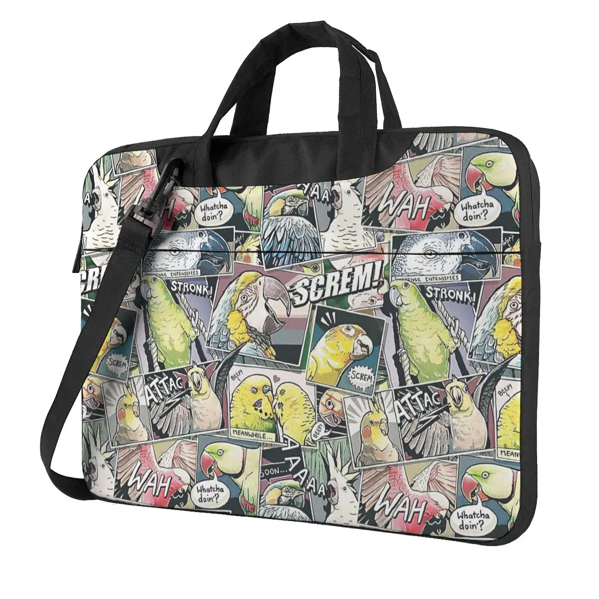 

Parrots Comic Style Laptop Bag Case Protective Vintage Computer Bag Bicycle Crossbody Laptop Pouch