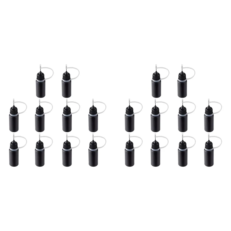 WORTHOWN-20Pcs Precision Tip Applicator ขวดโลหะสีดําเข็มขวดพลาสติก 10ML Precision Tip Applicator ขวด