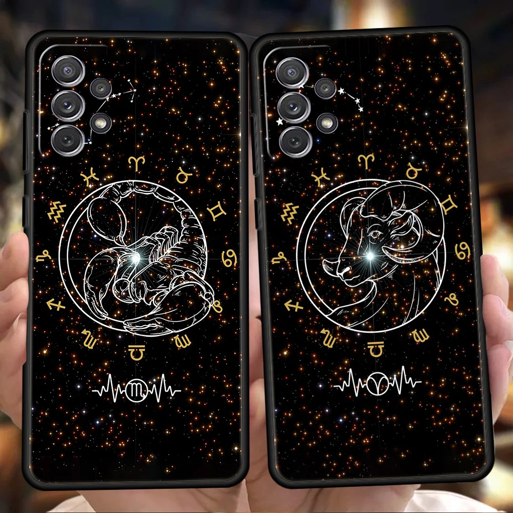 Cartoon Zodiac Phone Case for Samsung Galaxy A13 A14 A54 A73 A34 A51 A71 A22 A23 A32 A52 A01 A11 A21S A31 A41 Soft Shell Capas