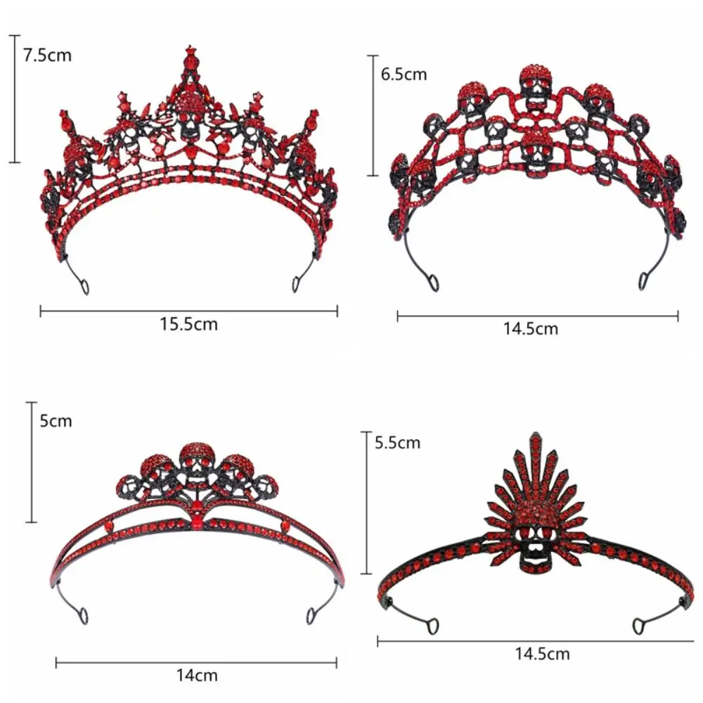 고딕 해골 크라운 할로윈 머리띠, 마녀 블랙 가장 무도회 파티 헤드피스, 플라스틱 헤어밴드, 할로윈 파티 장식 소녀