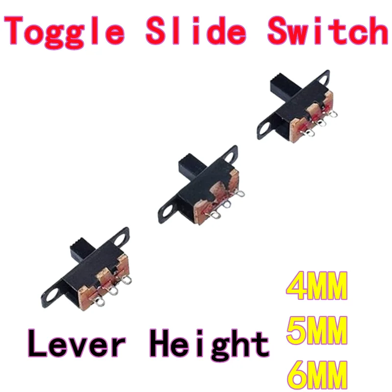 50PCS SS12F15G4 SS12F15G5 SS12F15G6 Lever Height 4/5/6MM SS-12F15 Toggle Slide Switch 1 Row, 2 Positions, 3 Pins SS12F15