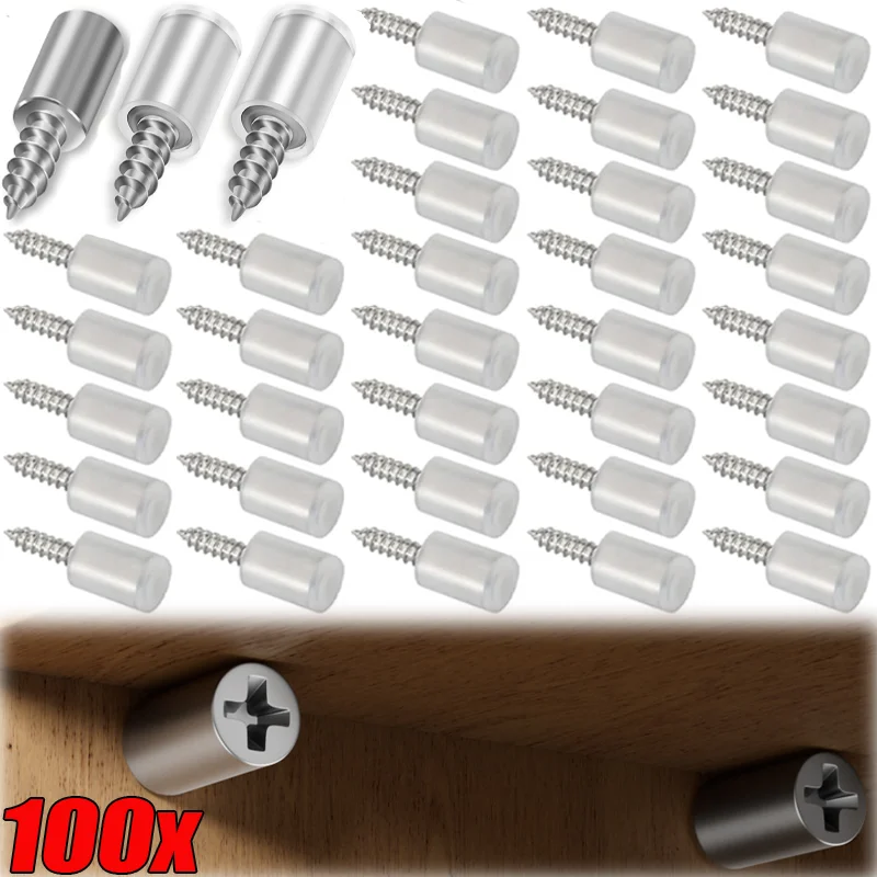 Layer Plate Fixed Screw with Non-Slip Cover Cross Self-tapping Screw Support Pegs Wardrobe Cabinet Glass Partition Nail Fastener