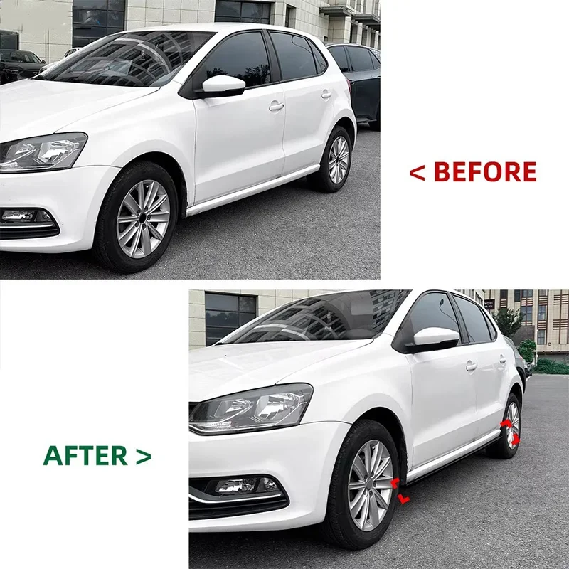 ل VW Volkswagen Polo MK5 6R 6C 2009-2017 سيارة الجانب التنانير سيارة الخائن الناشر الجناح الجناح شفة مصد السيارة الجانب تنورة تمديد