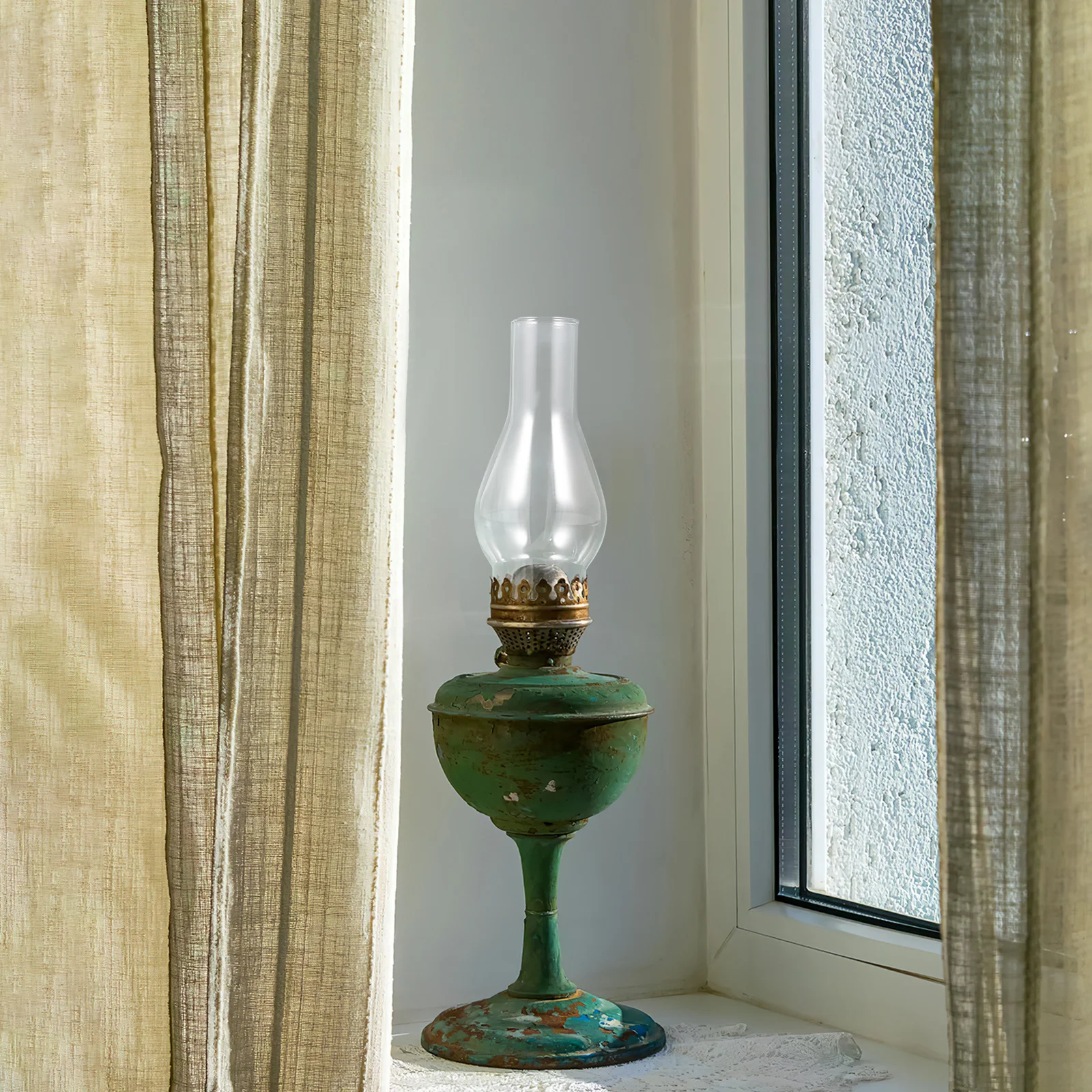 

Oil Lamp Chimney Glass Shade Replacement Vintage Clear Lampshade Decorative Windproof for Lamp Accessories