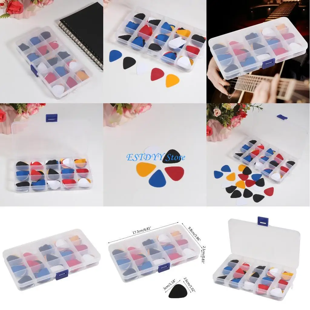 

G6DE 100pcs Acoustic Electric Guitar Picks Plectrum Various 6 thickness for w/ Pick B