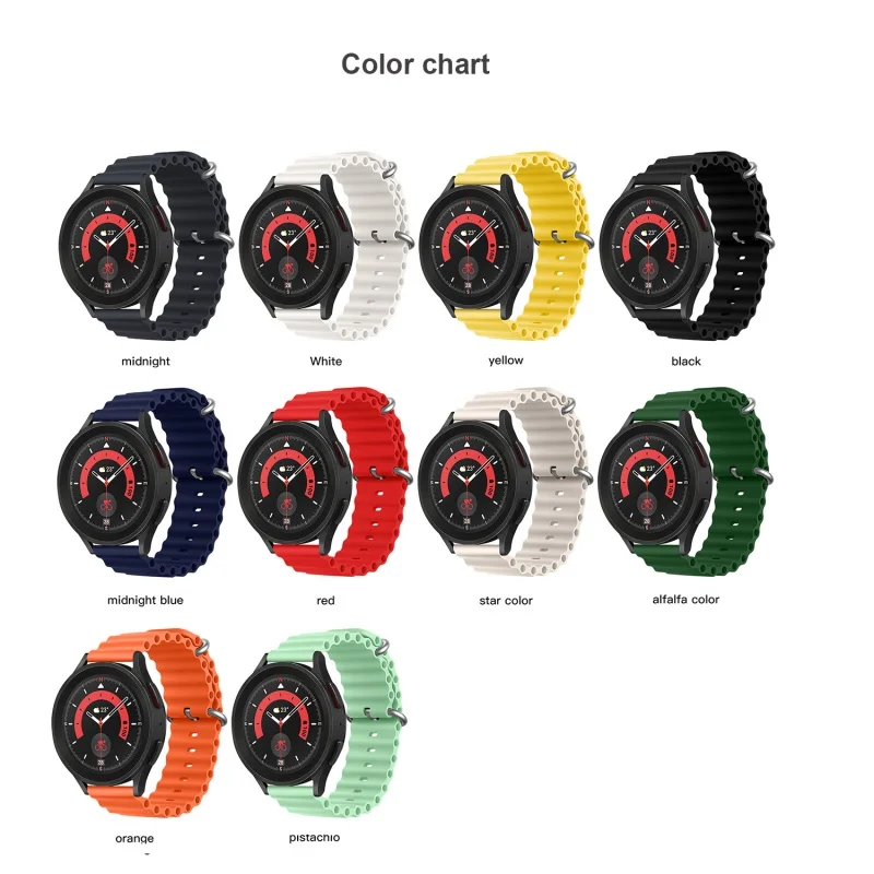 20mm 22mm Liberação Rápida Oceano Pulseira Dupla Fivela Pulseira De Relógio De Silicone para Samsung Galaxy Watch 4/5/5 pro