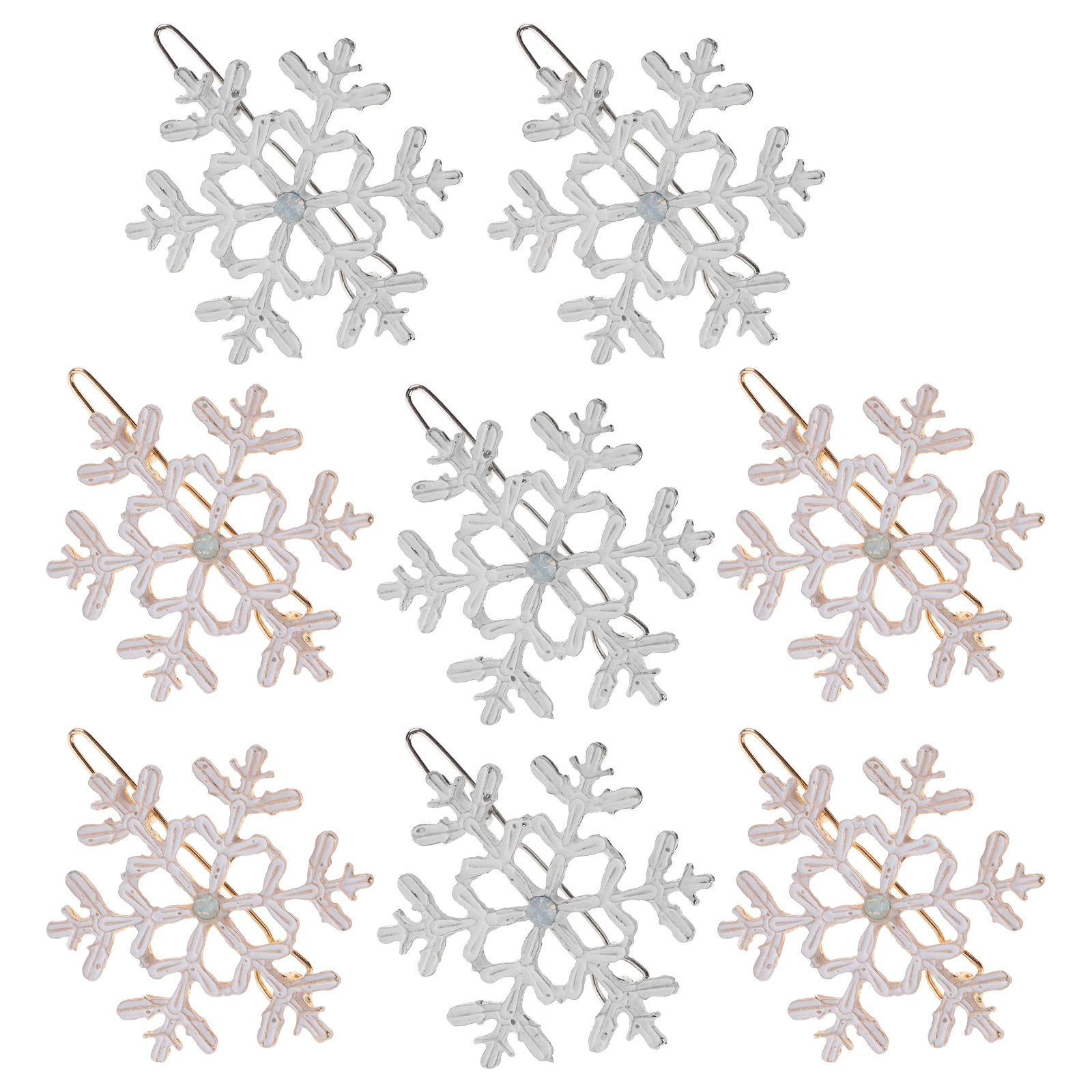 

8pcs Christmas Hair Clips Silver Snowflake Pins for Daily Masquerades Cosplay Durable Alloy Easy to Wear Perfect Gift