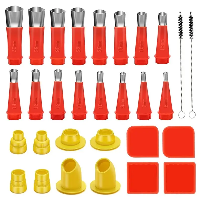 YANA50I Caulking Finisher Kit 30Pcs Reusable Nozzle Tips Coating Tool For Bathroom Doors Windows