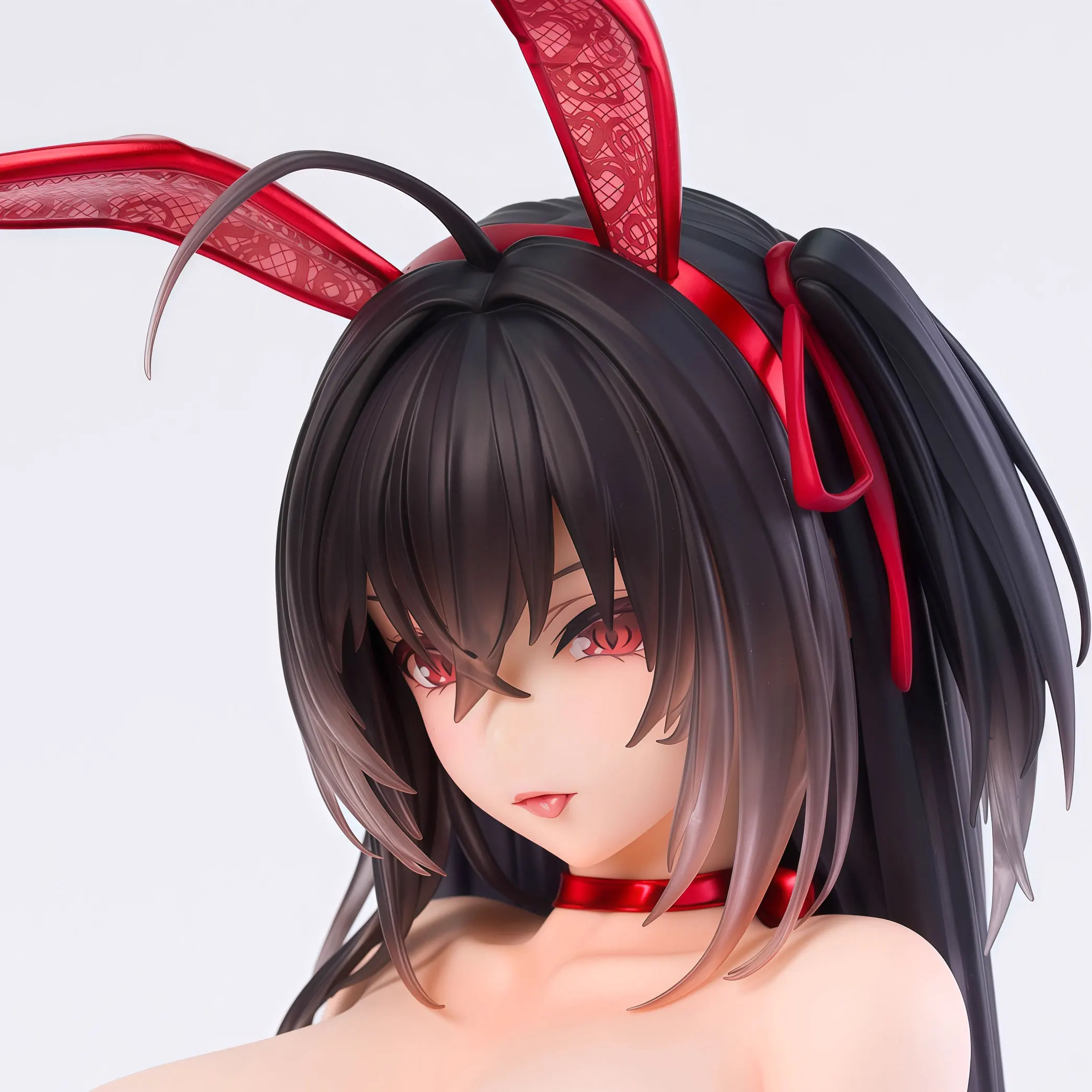 Red Costume Design Style Rabbit Girl Anime Game Character Model Statue Sitting Posture Collectible Figurine
