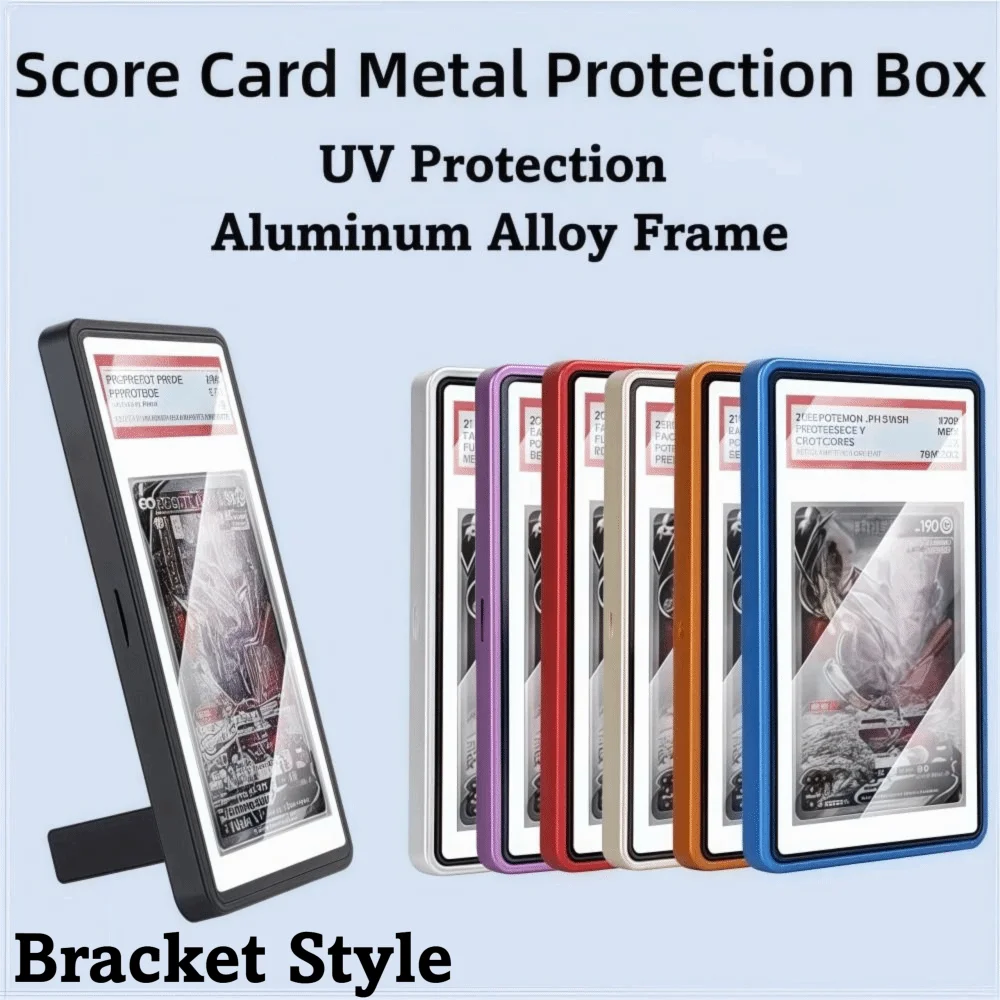 2-in-1 PSA/CGC Graded Card Protective Box Transparent UV Protection Metal Magnetic Case Durable with Stand Card Protective Case
