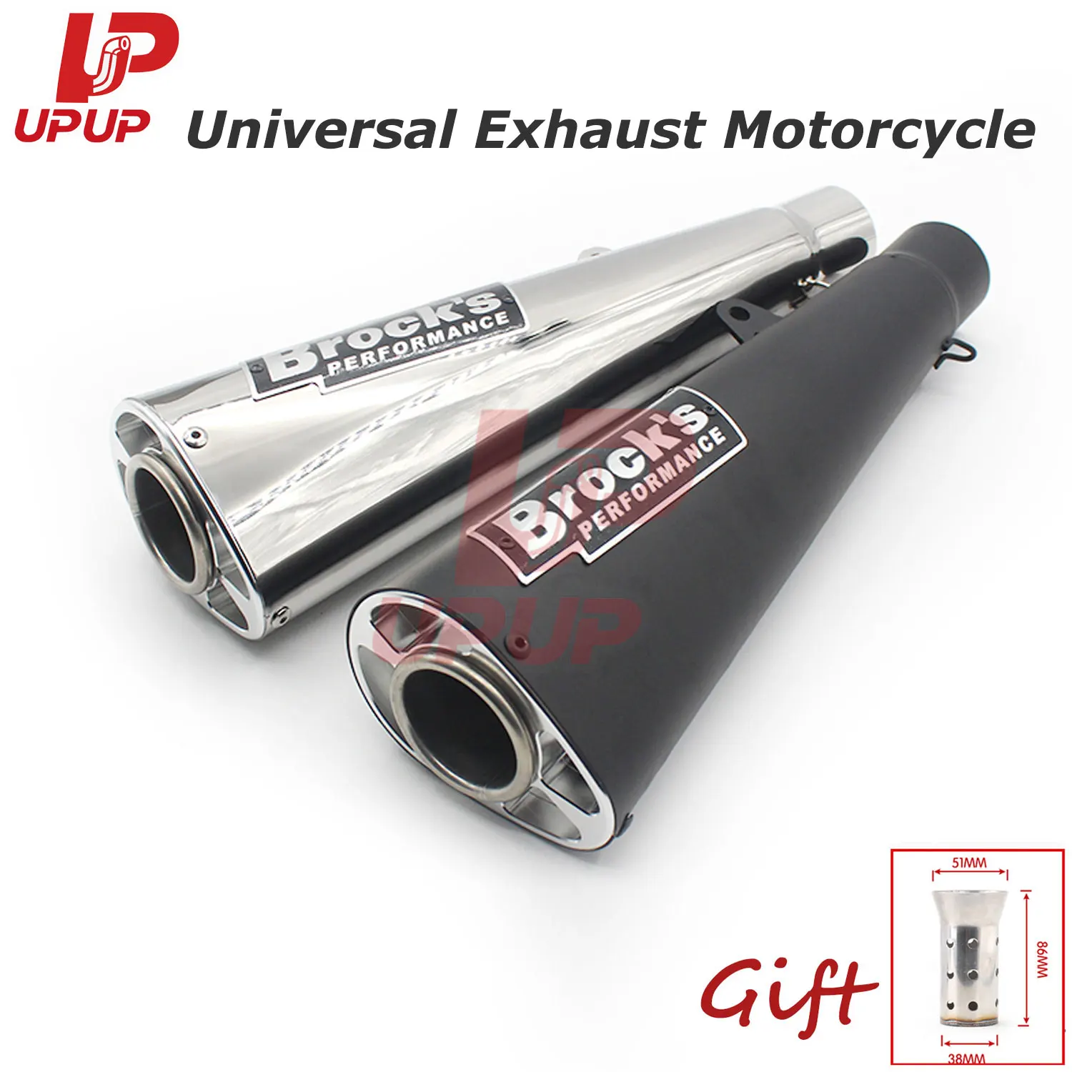 Brooks 55mm Motorcycle Exhaust Muffler for S1000R, S1000RR, NK400, Z800, R6