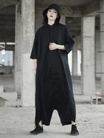 [EAM] Women Personality Big Size Jumpsuit Loose Fit New High Waist Pocket Stitch Pants Fashion Tide Spring Autumn 2026 YA116 - Image 4