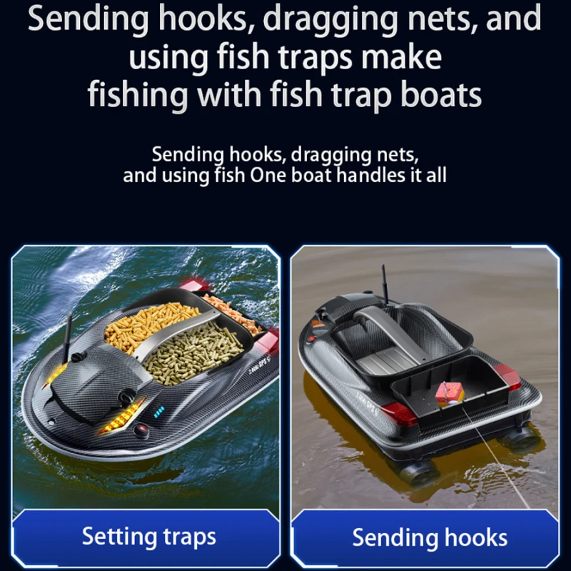 61CM GPS Crociera Ritorno Fish Finder Telecomando Bait Boat 500M Allarme acqua Voce 4KG 3Hopper Neting 12V RC Barca esca da pesca
