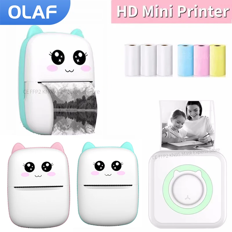 Olaf Mini Thermal Printer Portable Wireless Label Photo Memo Wrong Question Printing Tag Bluetooth Printer For Android IOS 57mm