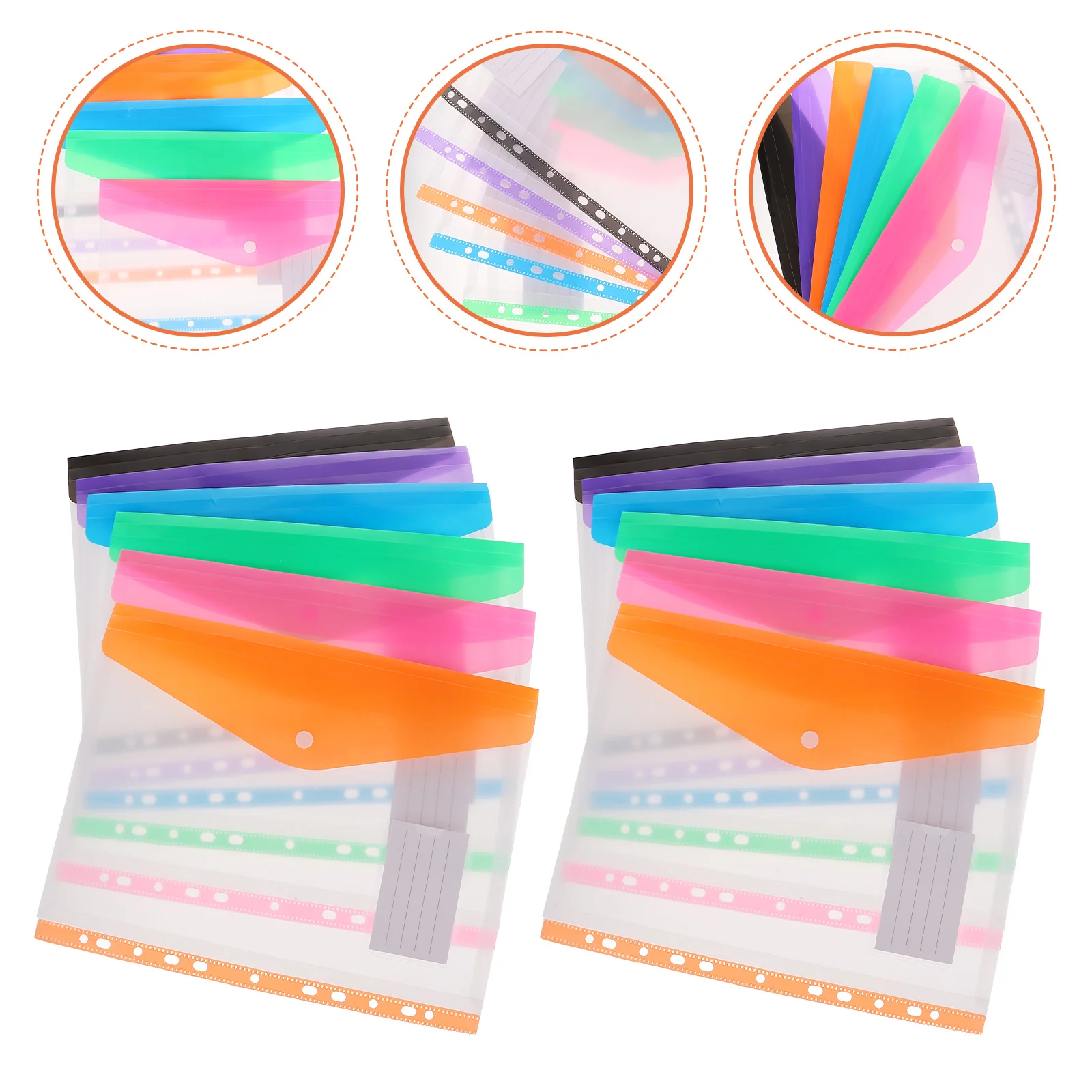 

12pcs A4 Blinder Folder Plastic File Pockets 11-Hole Document Protector Translucent Pages Office Storage File Organizer