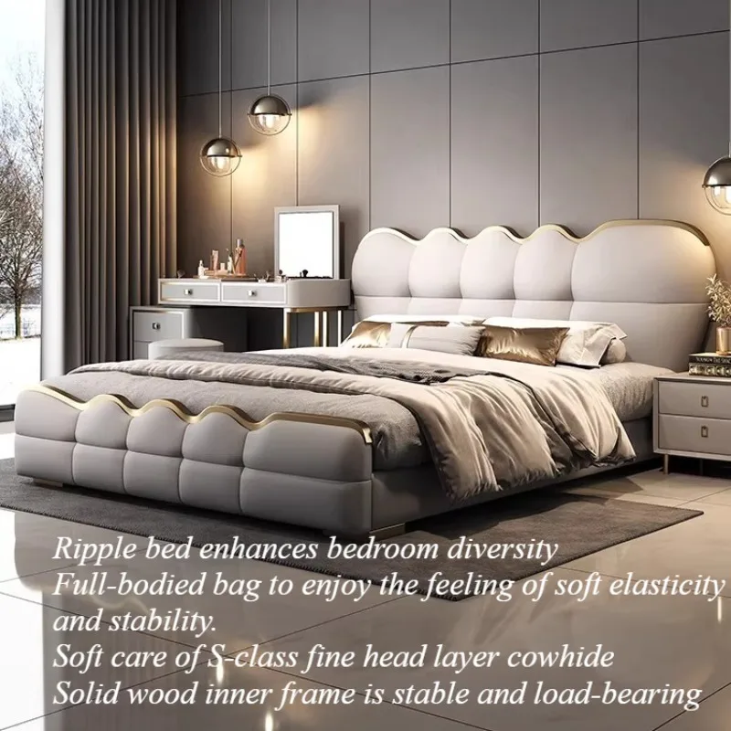 Full Size 2 People Hotel Bed Adults Headboard 180x200cm Double Bed Frames Family Storage King Size Floor Home Bedroom Furniture