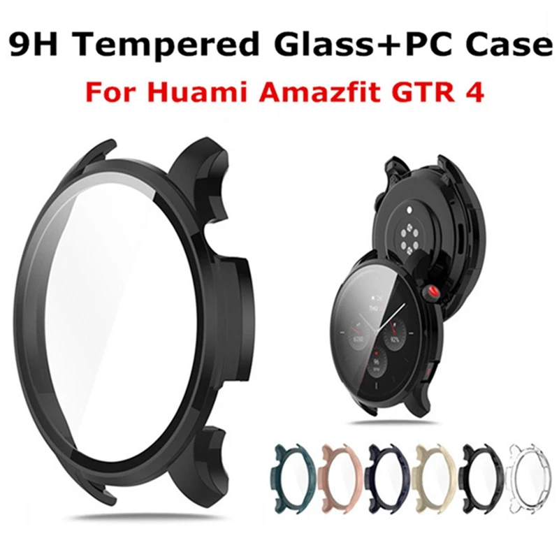 Protective PC Case For Amazfit GTR 4 Tempered Glass Film Smart Watch Protective Bumper Shell Cover For Huami Amazfit GTR4 GTR 4