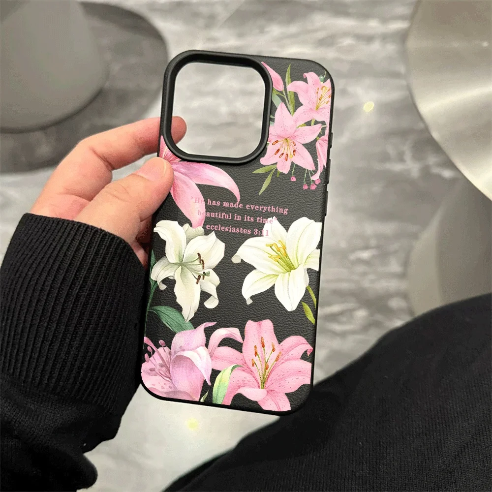 Weiße Lilie Handyhülle für iPhone 17 16 15 14 13 12 11 Pro Max 16 15 14 Plus 17 16 15 14 13 Pro 17Air Silikon Matte Hülle – Detail 8
