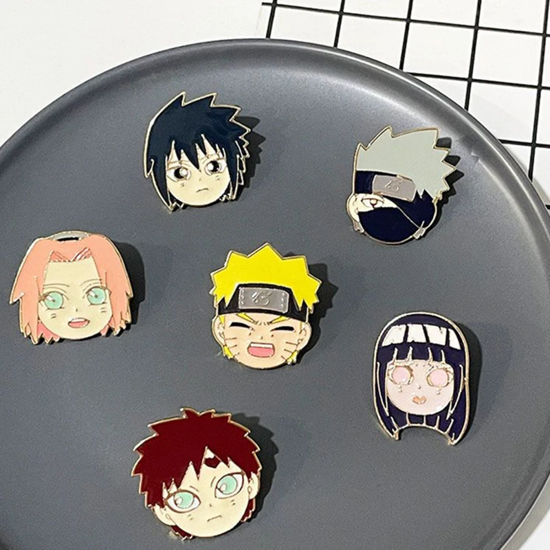Anime Naruto Emaille-Anstecker Sasuke Kakashi Sakura Gaara Hinata Metall-Brosche Reversnadel Rucksack Kleidung Dekoration Fans Sammlerstücke Geschenke – Detail 9