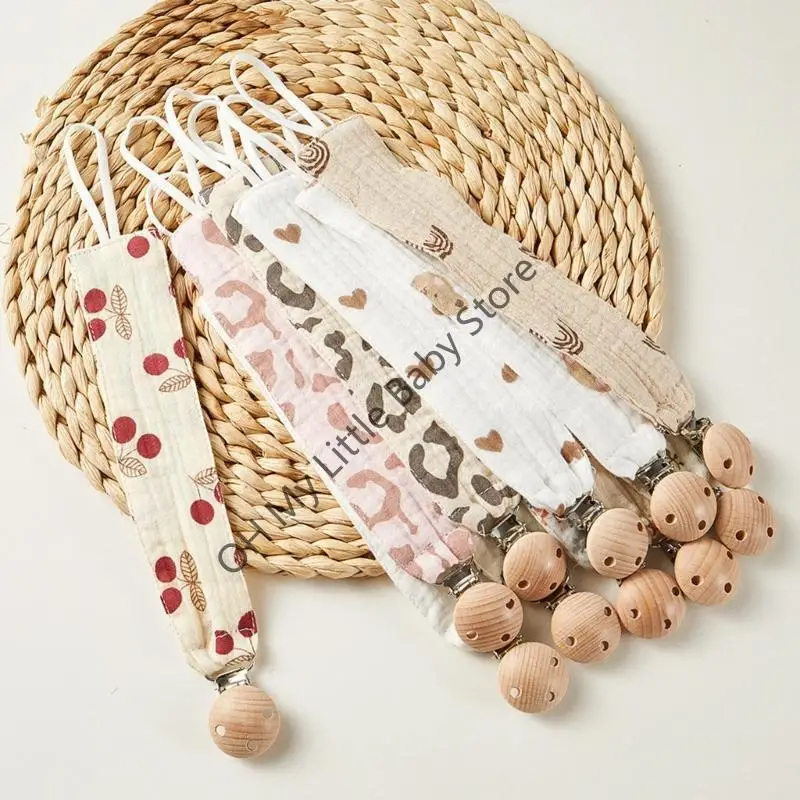 

M76C зажим для детской соски-цепочки, хлопково-деревянный держатель для прорезывателей, зажим для младенцев, игрушка для зубов,