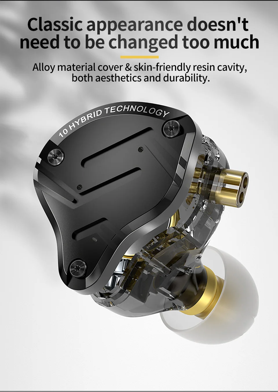 KZ ZS10 PRO X Verbesserte 1DD+4BA Hybrid-Treiber-HiFi-In-Ear-Kopfhörer mit 0,75 mm 2-Pin-Kabel für Audiophile-Musiker DJ – Detail 6