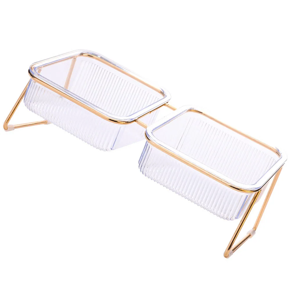 

1 set Iron Double Pet Elevated Cat Feeding Bowl Non-Slip Abs Stand Durable Food Water Dish For Cats Small Pets Raised Feeder