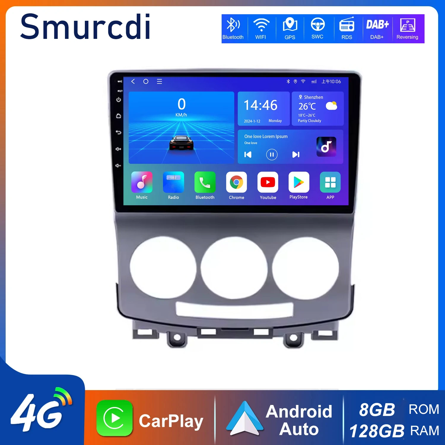 Для MAZDA 5 2005 2006 2007 2008 2009 2010 старый автомобильный радиоприемник мультимедийный видеоплеер навигация GPS Android 14 RAM 8G + ROM 128G