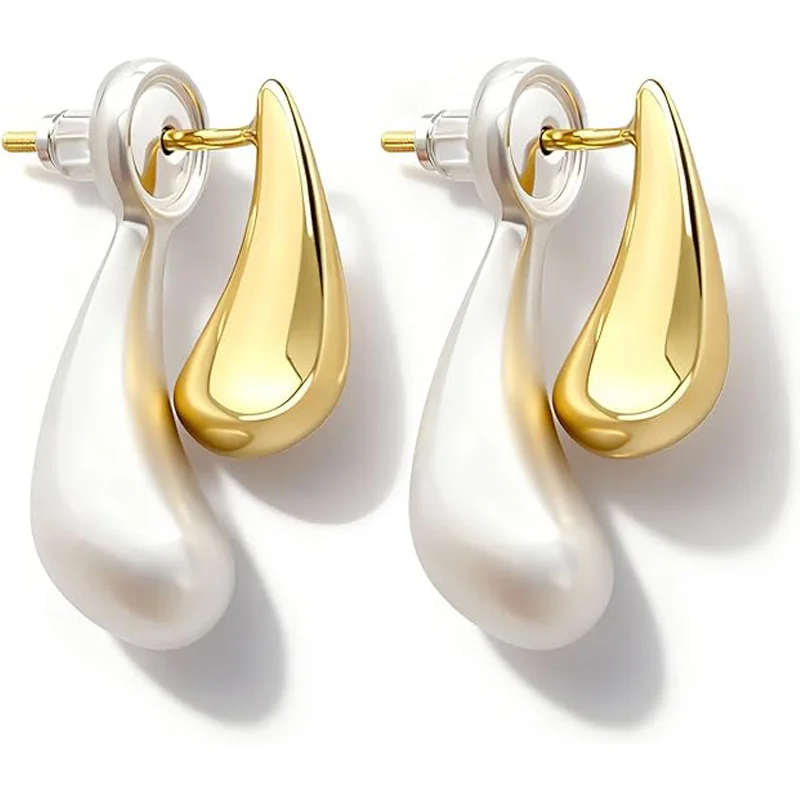 Two Tone Teardrop Drop Earrings for Women Gold Silver Plated Waterdrop Dangle Earrings  Hypoallergenic Minimalist Trendy Jewelry