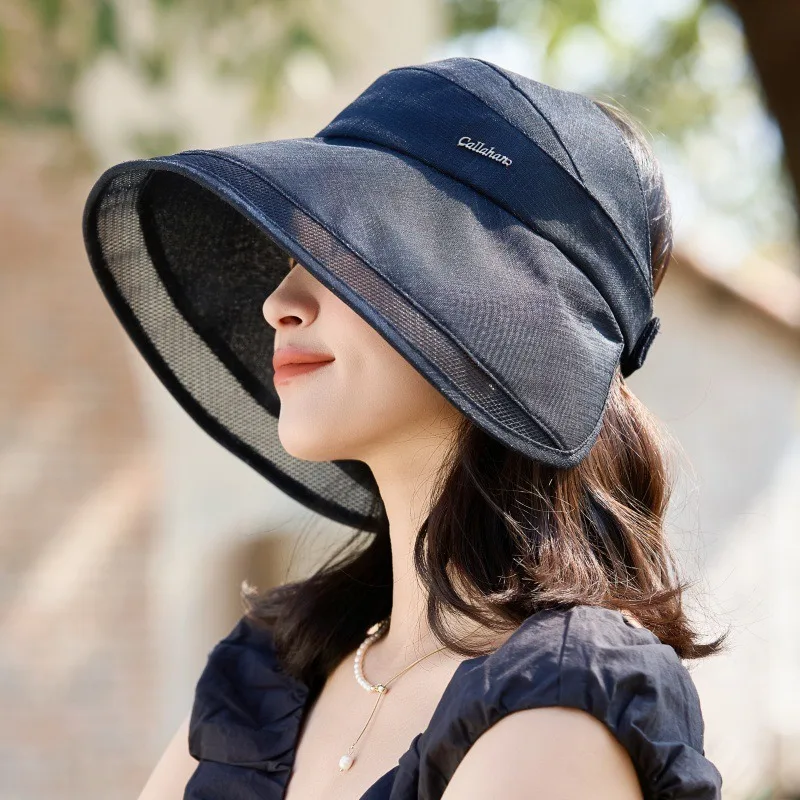 

Korean-style elegant sun hat, children's summer large eave outdoor open-top UV protection sun hat, and outing beach hat